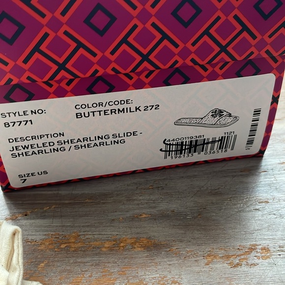 Tory Burch Shearling Jeweled Slides - Picture 5 of 5